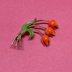 Vintage Tulips Flower Enamel Brooch Pin Korea